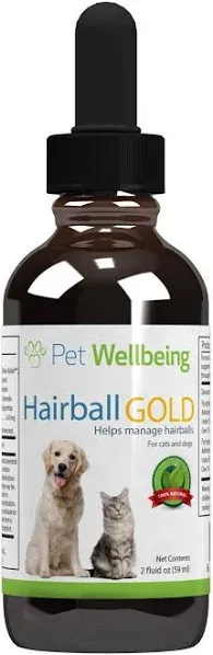 Pet Wellbeing Hairball Gold for Cats - Vet-Formulated - Eases Passage of Hairballs Through Digestive Tract - No Mineral Oil, All-Natural Lubrication - 2 oz (59 ml)