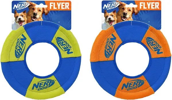 Nerf Dog 2-Pack UltraPlush Trackshot Toss and Tug Ring Dog Toy