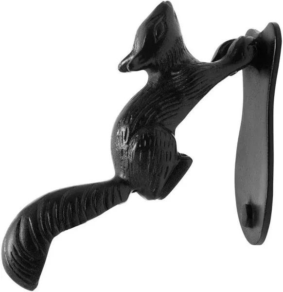 Renovators Supply Manufacturing Door Knockers for Front Door 6.75 in. Black Cast Iron Squirrel Shaped Door Knocker with Mounting Hardware