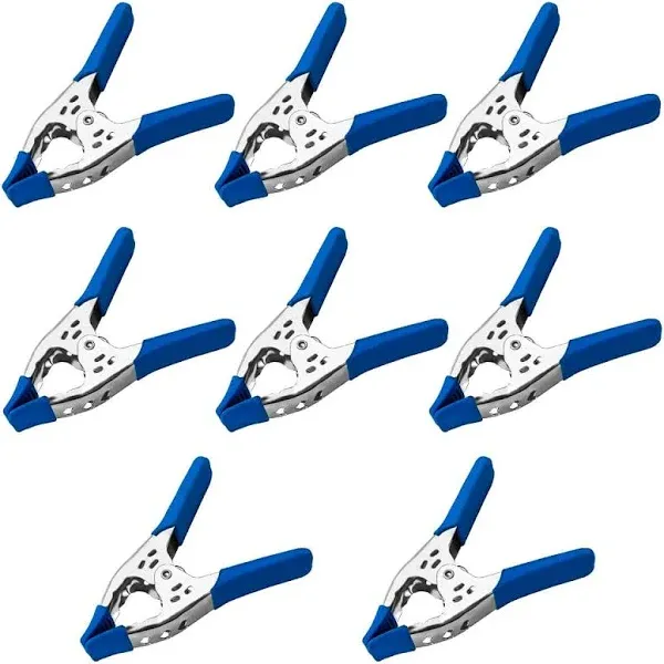 Lot of 8-6" inch Spring Clamp Large Super Heavy Duty Spring Metal Blue - 2.5 inch Jaw opening