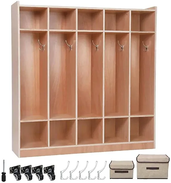 Daycare Cubby with 5-Section Classroom Coat Locker