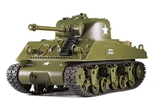 Heng Long Remote Control 2.4GHz 1/30 Scale US M4A3 Sherman RC IR Battle Tank w/Sound Lights