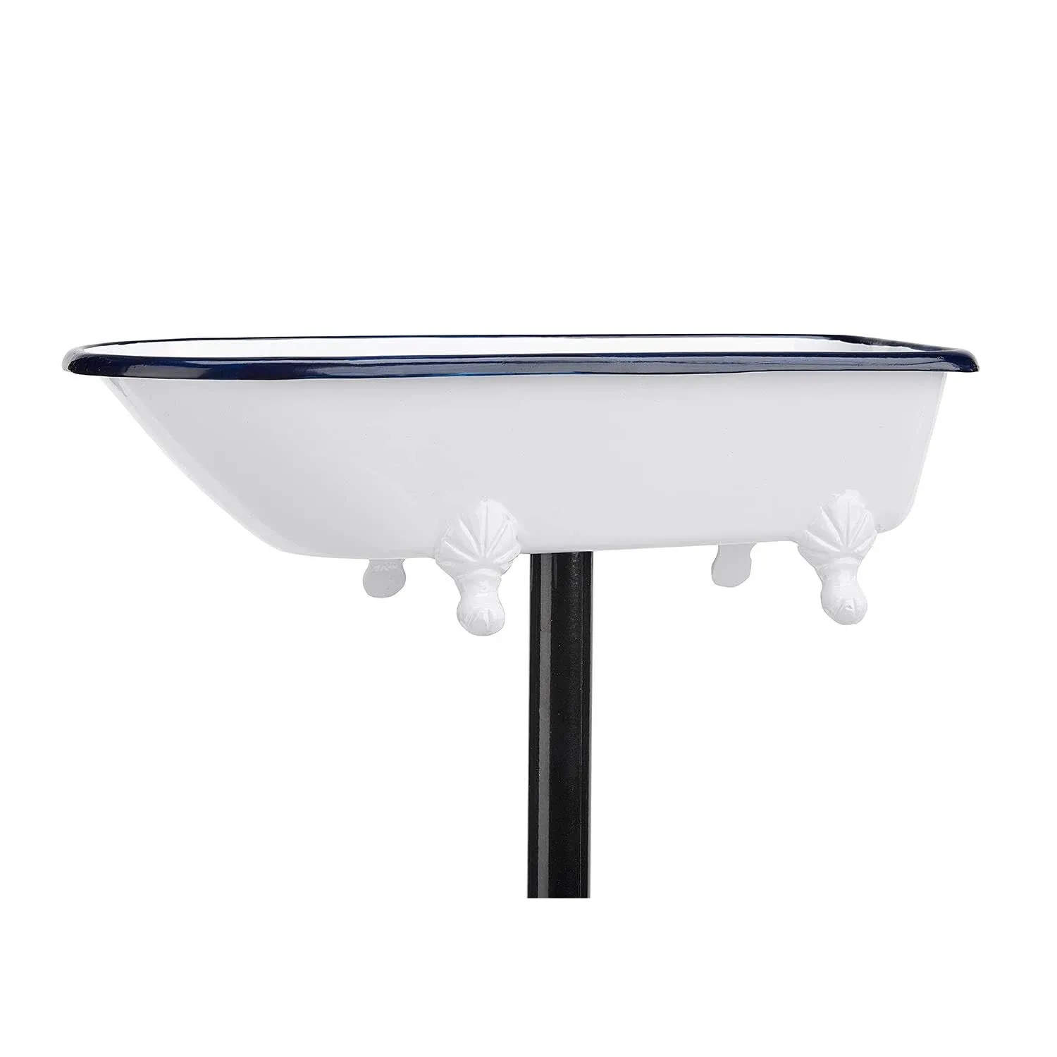 Good Directions Splish Splash Brass White Bath Tub Bird Bath W/Garden Pole-TBBW