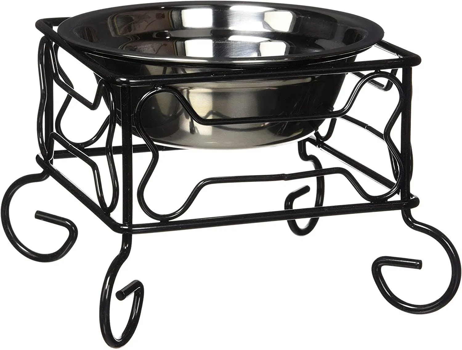 Yml 5-Inch Wrought Iron Stand with Single Stainless Steel Feeder Bowl