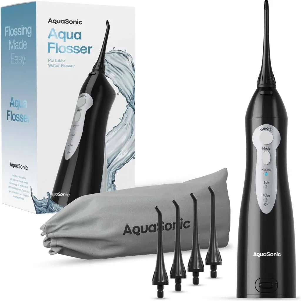 Aquasonic Aqua Flosser Professional Rechargeable Water Flosser with 4