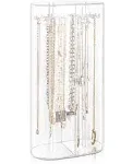 Acrylic Necklace Holder, Clear Necklace Organizer with 24 Hooks, Dustproof  