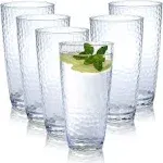 Unbreakable Plastic Tumbler Cups, Set of 8, Large Water Tumbler Set, 17 oz Highball Drinking Glasses (Clear)