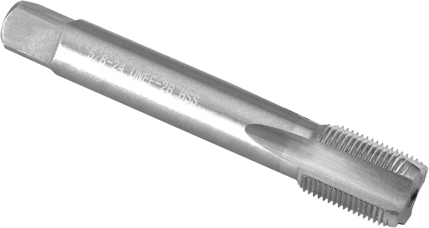 Burkit 5/8"-24 UNEF Thread Tap Right Hand, HSS 5/8 x 24 UNEF Straight Fluted Machine Tap