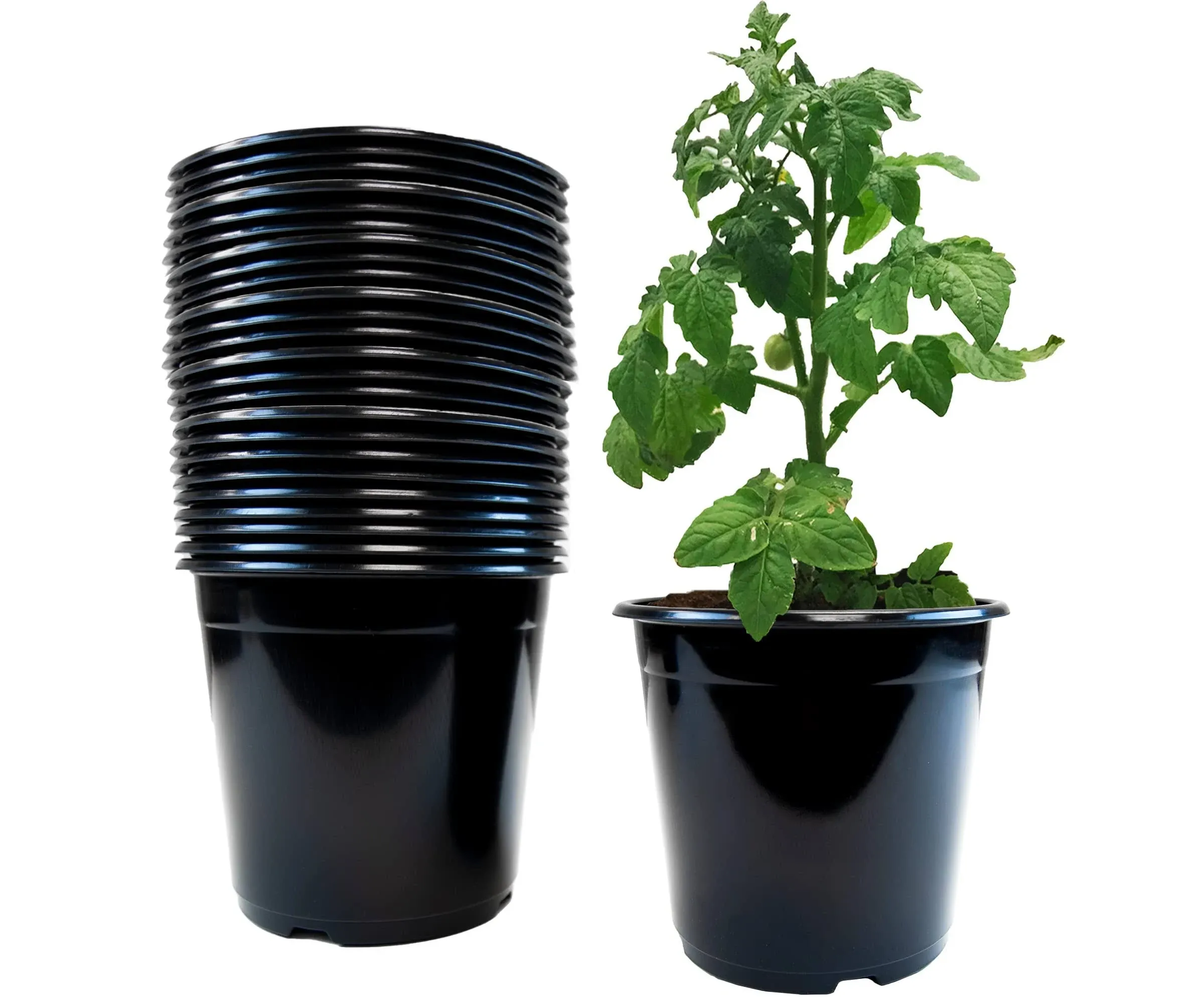 1 Gal. Black Plastic Nursery Pots (24-Pack)