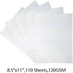 A-sub Sublimation Paper Heat Transfer 110 Sheets 8.5 x 11 Inches Letter Size Compatible with Inkjet Printer 120gsm