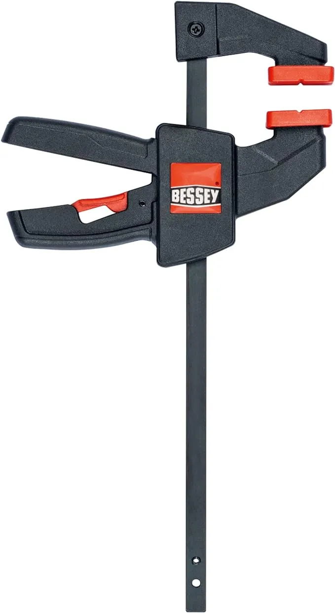 BESSEY EZ15-6 One Handed Trigger Clamp for Compressing & Spreading 6" Capacity x 2 3/8" Throat Depth, Red/Black