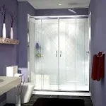 DreamLine Visions Frameless Sliding Shower Door, 36" by 60" Single Threshold Shower Base Right Hand Drain & QWALL-5 Shower Backwall Kit - Dreamline DL-6115R-01CL