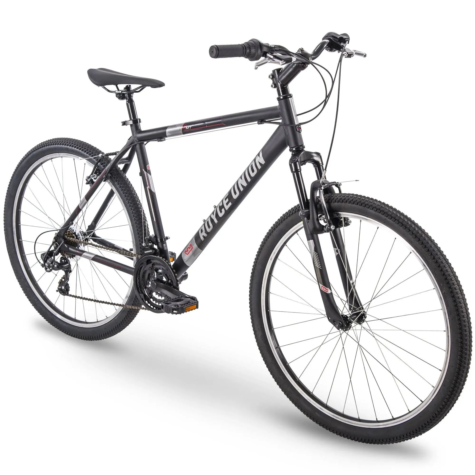 ROYCE UNION RMT 27.5" Mens 21-Speed All-Terrain Mountain Bike, 22" Aluminum Frame, Twist Shift, Matte Black