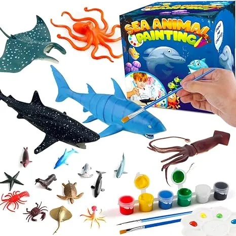 FUNZBO Kids Crafts and Arts Set Painting Kit - Ocean Sea Animal Toys Art and ...