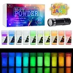 Glow in the Dark Powder for Slime w/ UV Lamp, Epoxy Resin, Nail Art OPEN BOX