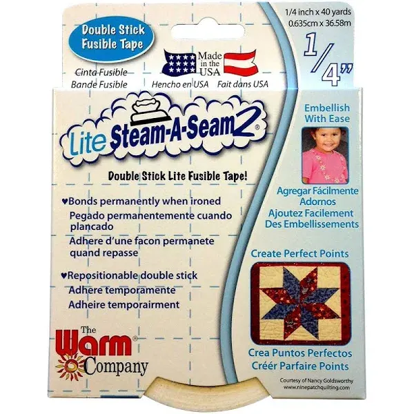 Warm Company Steam-A-Seam Warm Company Lite Steam-A-Seam 2 Double Stick Fusible Web Tape -1/4" X 40 Yards