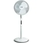 BLACK+DECKER 16" Oscillating Electric Stand Fan with Remote, White