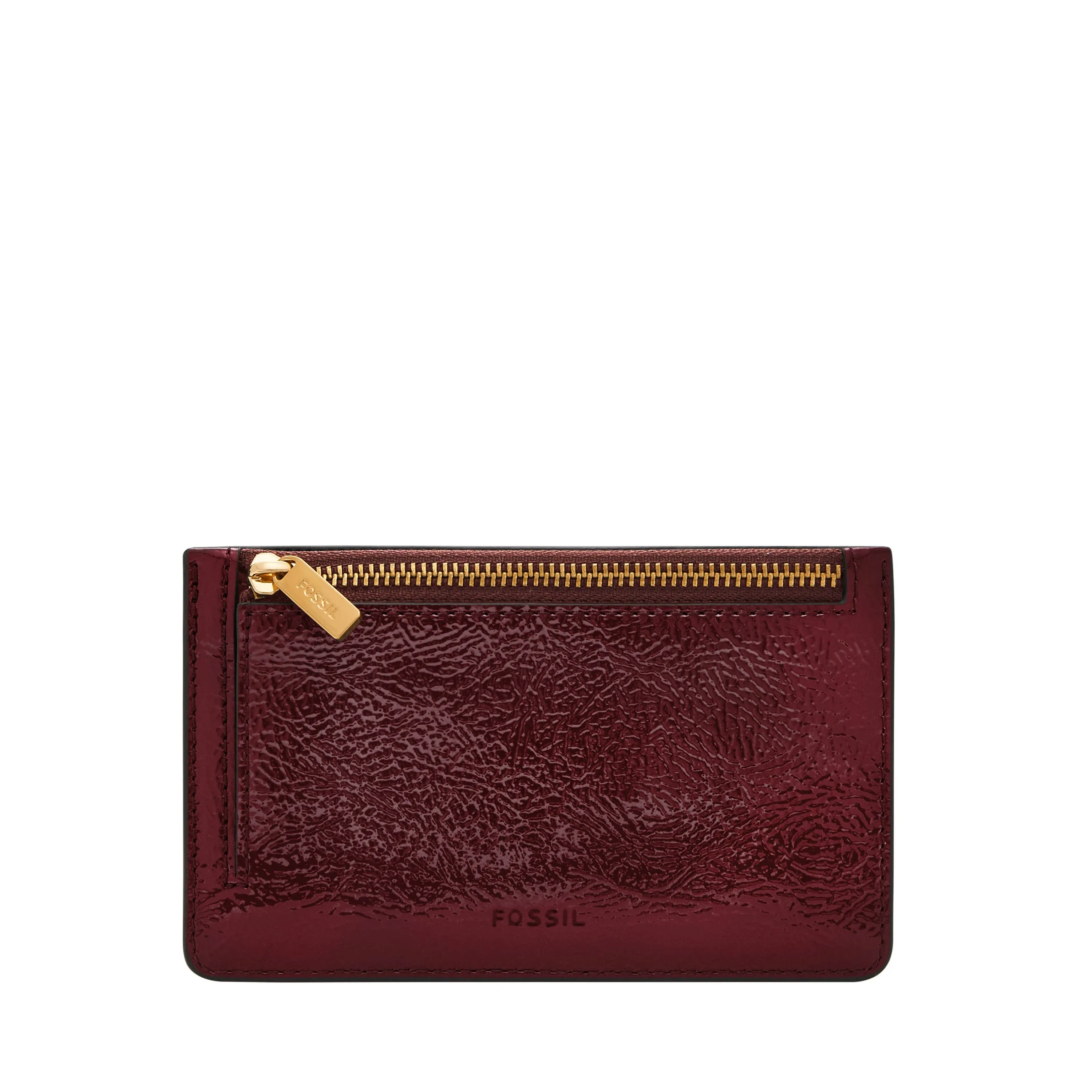 Fossil Red Mahogany Logan Zip Card Case Women Coin &amp; Card Cases