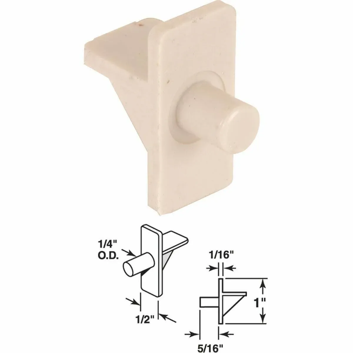 Prime-Line U 9258 1/4 in, Beige Plastic, (12-Pack) Shelf Support Peg