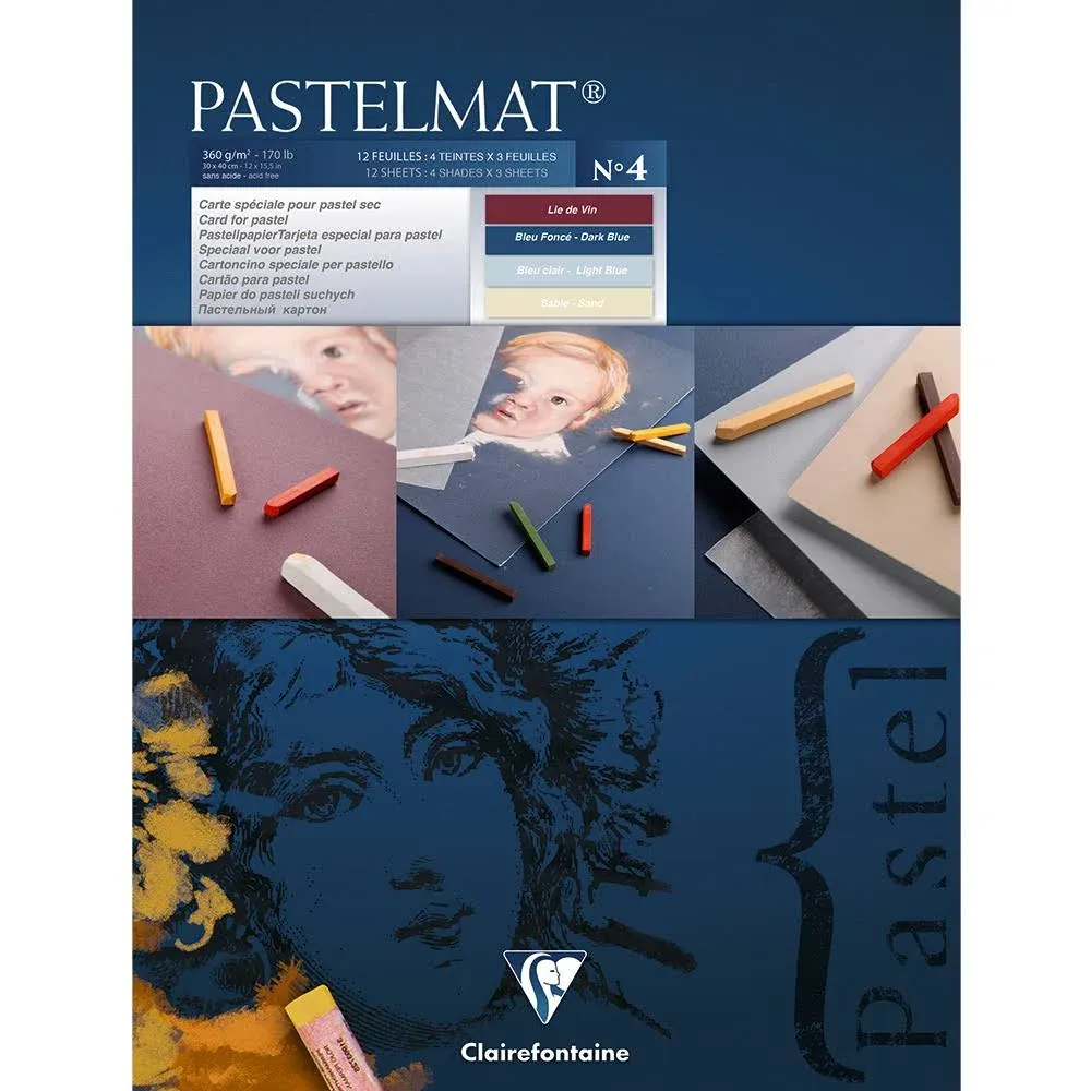 Clairefontaine 96110C Pastelmat Pad (Card for Pastel), 18x24cm, Dark, Light Blue, Wine, Sand, 18 x 24 cm, Assorted Colours