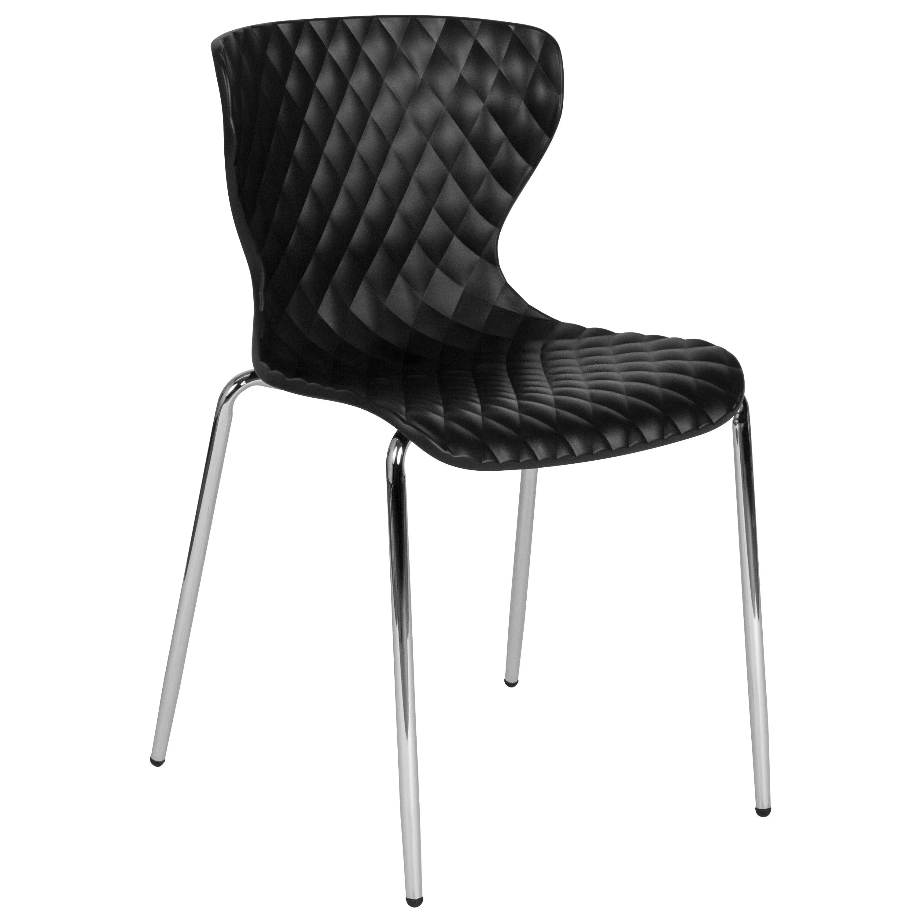 Emma + Oliver Contemporary Design Black Plastic Stack Chair