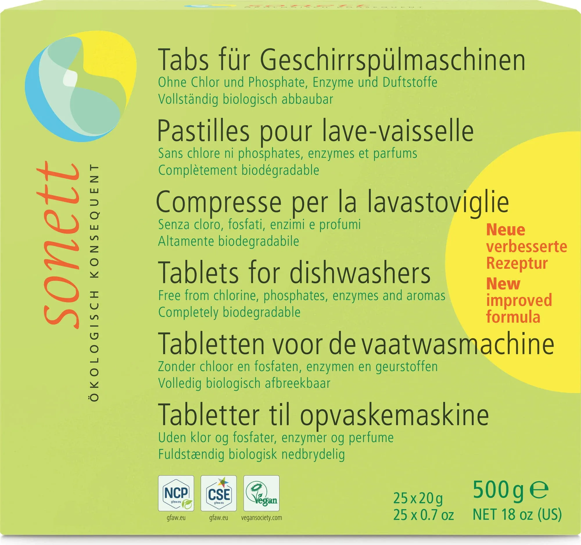 Sonett Organic Dishwasher Tablets 25 Count