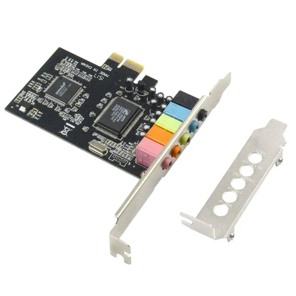 PCIe Sound Card, 5.1 Internal Sound Card for PC Windows 8 7 with Low Profile Bracket, 3D Stereo PCI-e Audio Card, CMI8738 Chip 32/64 Bit Sound Card PCI Express Adapter