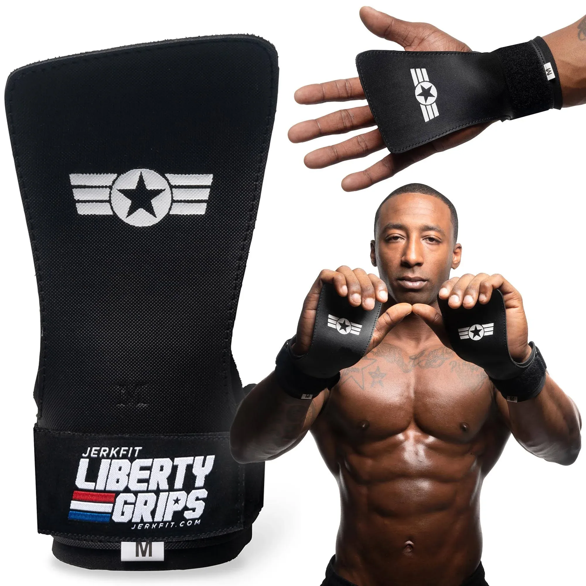 Jerkfit Liberty Grips 2.0 Fingerless Hand Grips for Crossfit