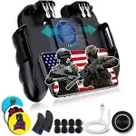 4 Trigger Mobile Game Controller with Cooling Fan Adjustable Stand for PUBG/Call ...