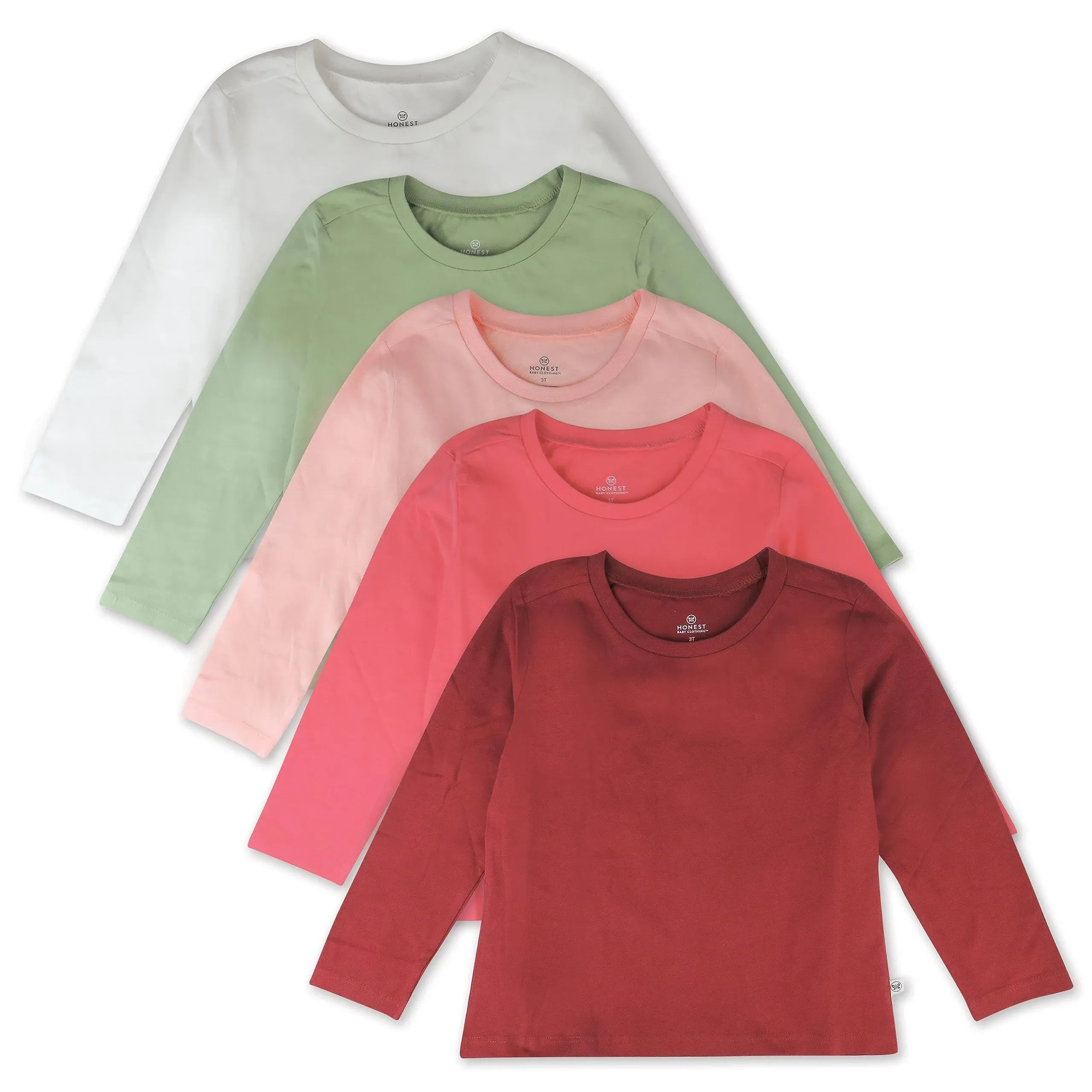 HonestBaby Multipack Long Sleeve T-shirts Tee 100% Organic Cotton Baby, Toddler, Kids, Boys, Girls