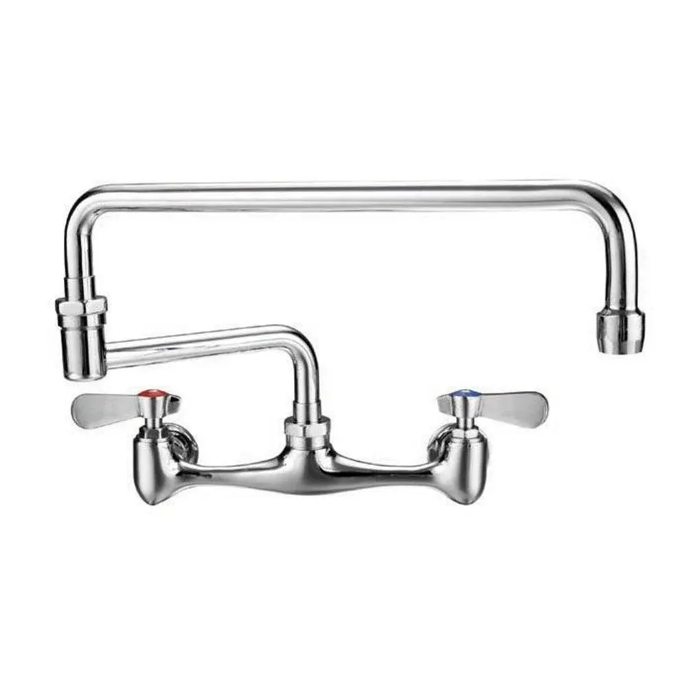 Whitehaus WHFS813-C Wall Mount Utility Faucet with Double Jointed Retractable Swing Spout and Lever Handles