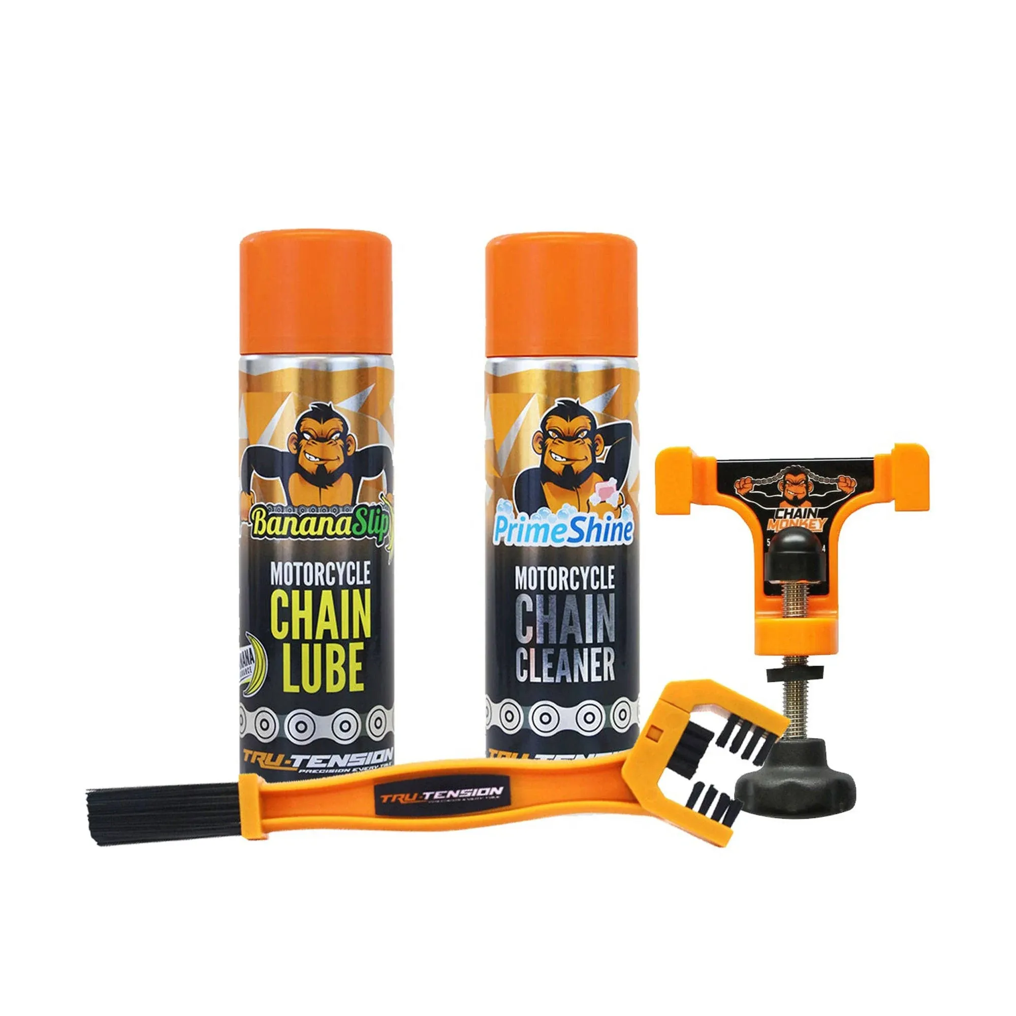 Tru-Tension | Ultimate Chain Care Bundle | Perfect For Road Riding, Off-Road, Commuting & Touring | Motorcycle Tools & Accessories | 4 Piece Motorcyle Kit