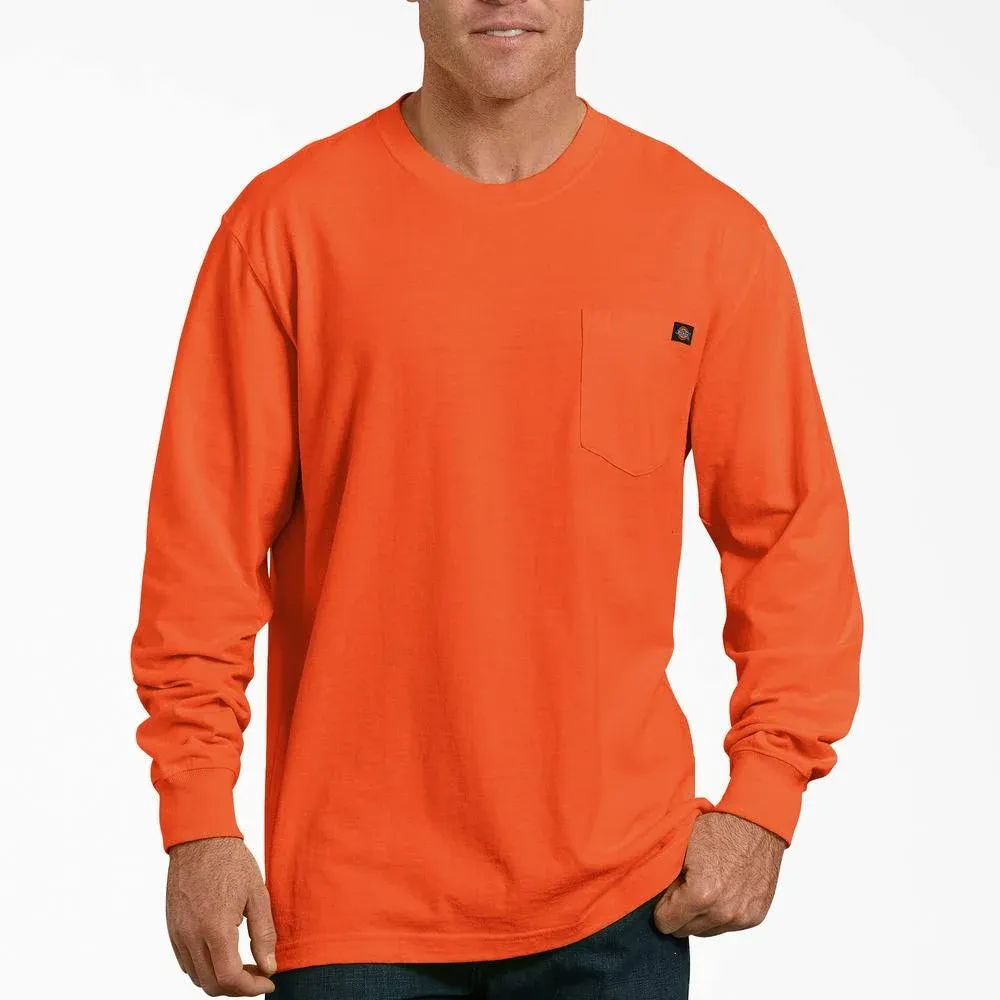 Dickies Men&#039;s Tall Size Long Sleeve Heavyweight Neon Crew Neck Tee, Bright