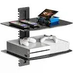 WALI Estantes Flotantes de Pared para TV, Soporta Hasta 8KG, Estante para TV con Cristales Templados Reforzados para Reproductores de DVD Cajas de Cables Consolas de Juegos (CS202B), 2 Estantes, Negro