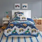 Mi Zone Kid Monster Truck Reversible Quilt Set with Throw Pillow Twin Full/Queen  | eBay