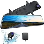 Kingslim DL12 Pro 4K Mirror Dash Cam, 12" Front and Rear View Camera for Cars Wi