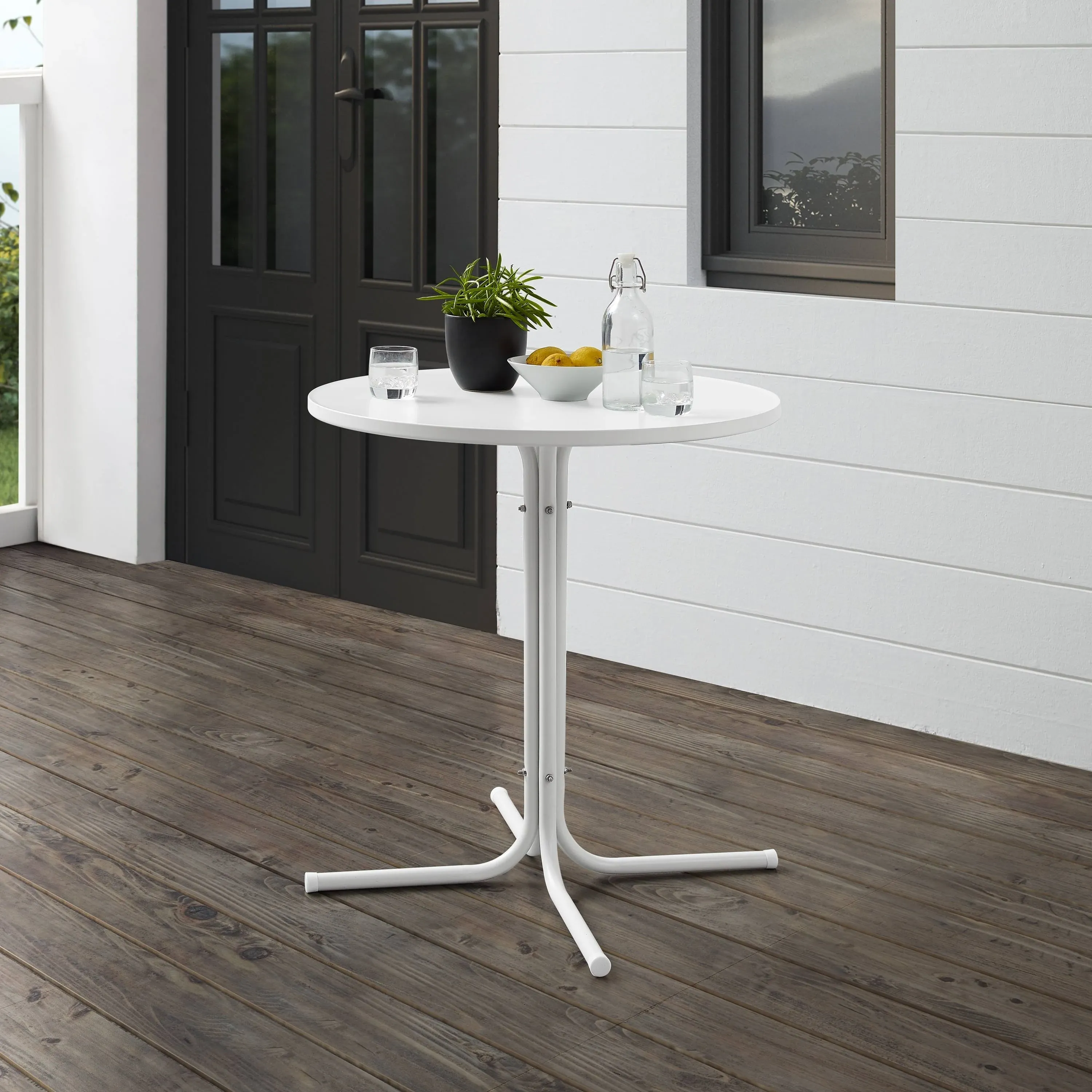 Griffith Outdoor Bistro Table White Satin - Contemporary - Outdoor Pub And Bistro Tables - by Crosley Furniture | Houzz