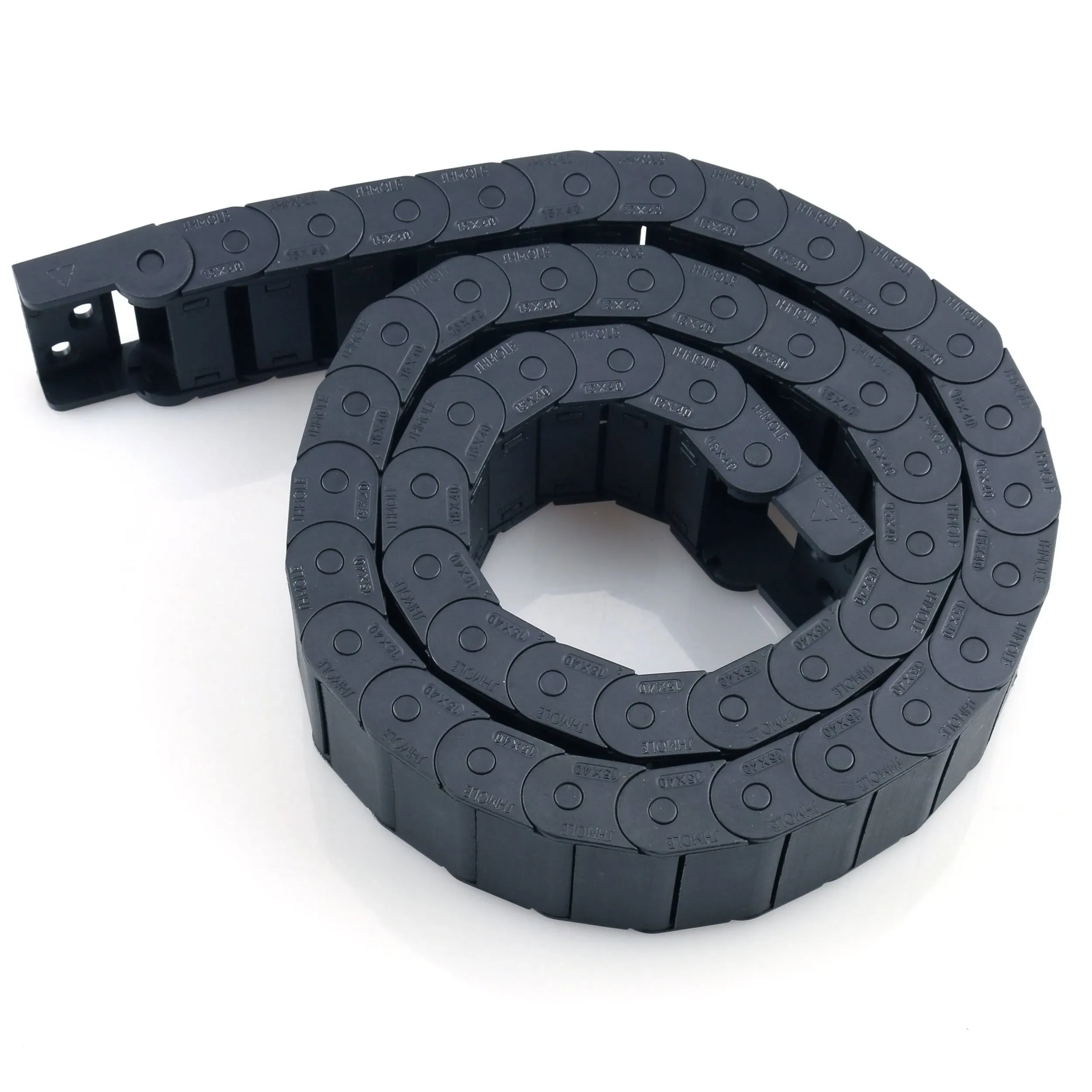 Ur 15mm X 40mm Black Plastic Flexible Nested Semi Closed Drag Chain Cable Wire C