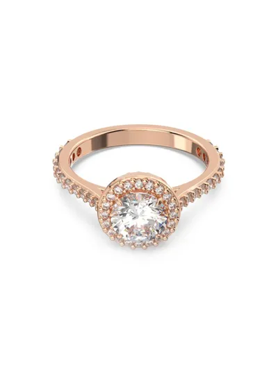 Shop Swarovski Women's Constella Rose-goldtone-plated & Crystal Cocktail Ring In Rose Gold