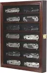 Pocket Hunting Knife Display Case Wall Wooden Cabinet with Glass UV Protection ...