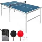 GoSports Mid-Size Table Tennis Game Set - Indoor/Outdoor Portable Game with Net, 2 Table Tennis Paddles and 4 Balls