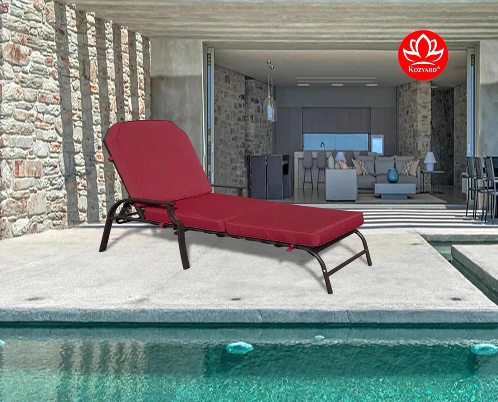 Kozyard Maya Outdoor Chaise Lounge Weather & Rust Resistant Steel Chair with ...