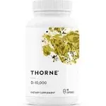 Thorne Vitamin D-10,000 - Vitamin D3 Supplement - 10,000 IU - Support Healthy Teeth, Bones, Muscles, Cardiovascular, and Immune Function - Gluten-Free, Dairy-Free, Soy-Free - 60 Capsules