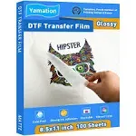 Yamation DTF Transfer Film Glossy: 8.5&#034; x 11&#034;inch 100 Sheets PET Paper Glossy to