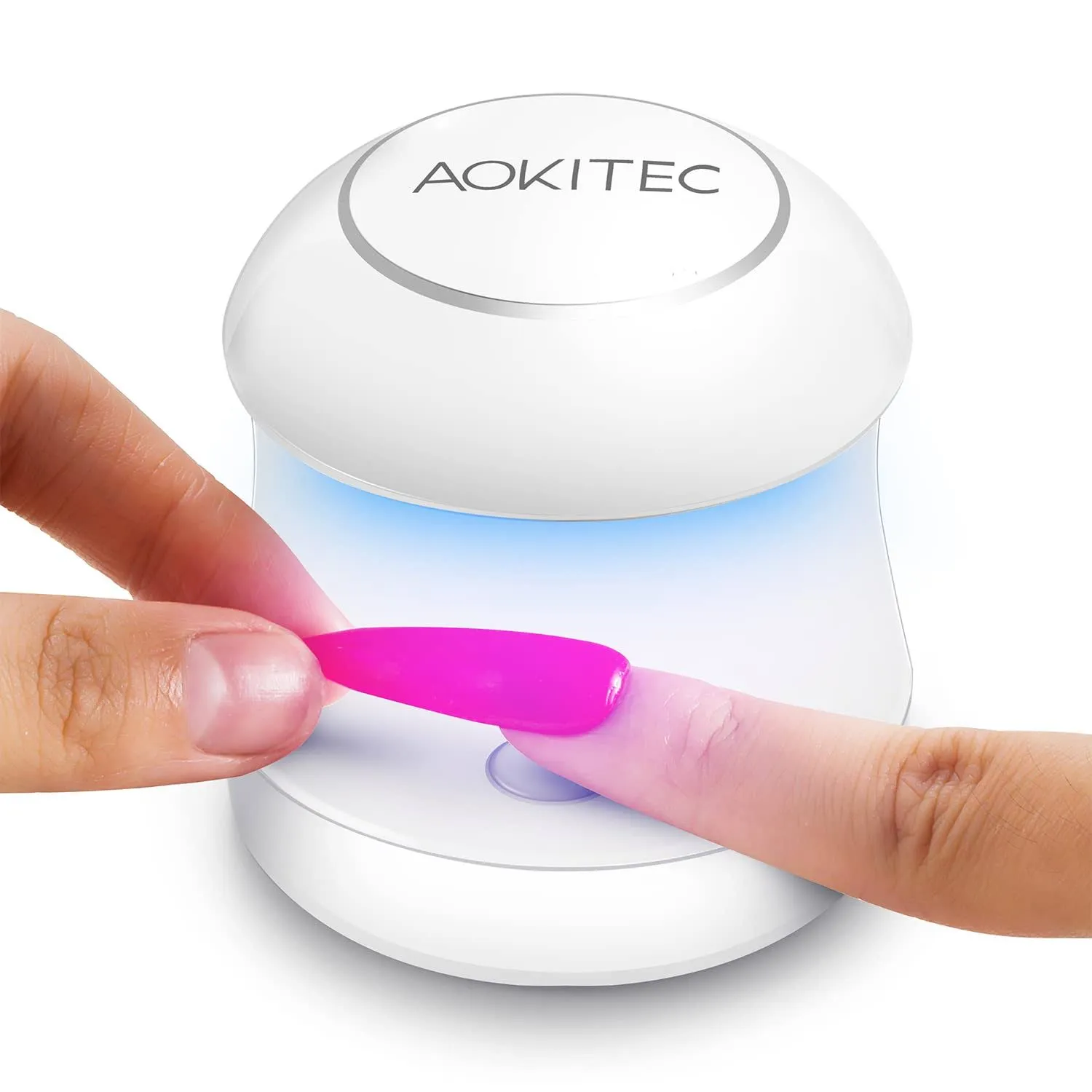 Mini UV LED Nail Lamp,Aokitec Quicky-Dry UV Light for Nails Gel Polish Nail Tips,Poly Gel Extension Resin,Manicure UV LED Light Nail Dryer DIY Nail Art(White)