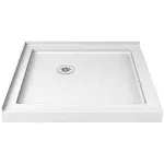 DreamLine 36 in. D x 36 in. W x 76 3/4 in. H SlimLine Double Threshold Corner Drain Base and Acrylic Backwall Kit in White, DL-6294C-01