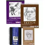 U.S. Art Supply Set of 4 Different Stylesof Sketching and Drawing Paper Pads (242 Sheets Total) - 2 Each 5.5&quot; x 8.5&quot; and 9&quot; x 12&quot; Premium Spiral