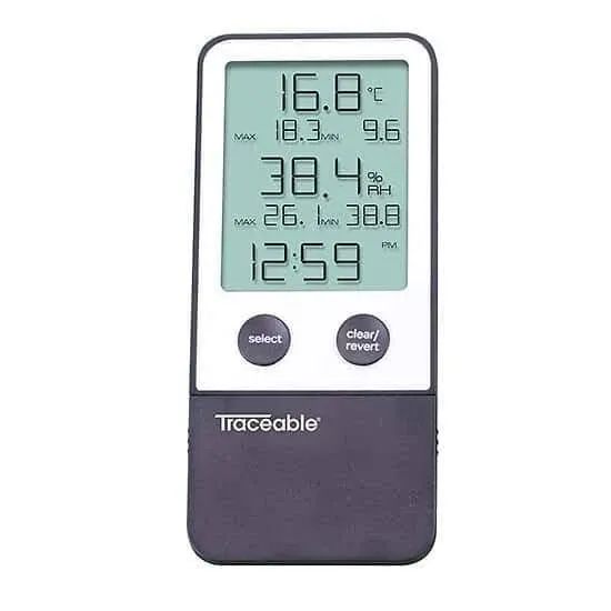 Traceable Thermohygromet<wbr/>er with Clock (EW-56000-10) Grey 