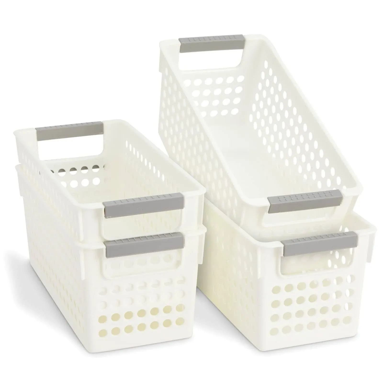 White Nesting Bin Containers With Grey Handles From Farmlyn Creek Are, Pack.