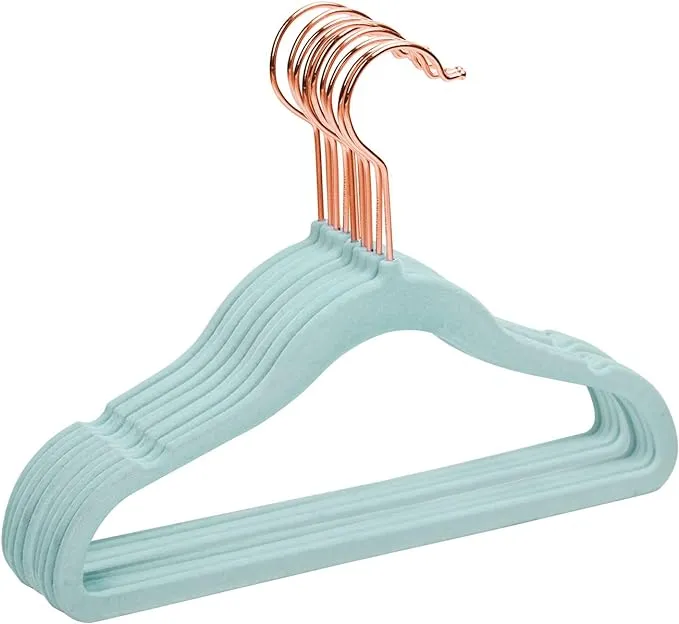 MIZGI Premium Kids Velvet Hangers (Pack of 50) with Copper/Rose Gold Hooks,Space